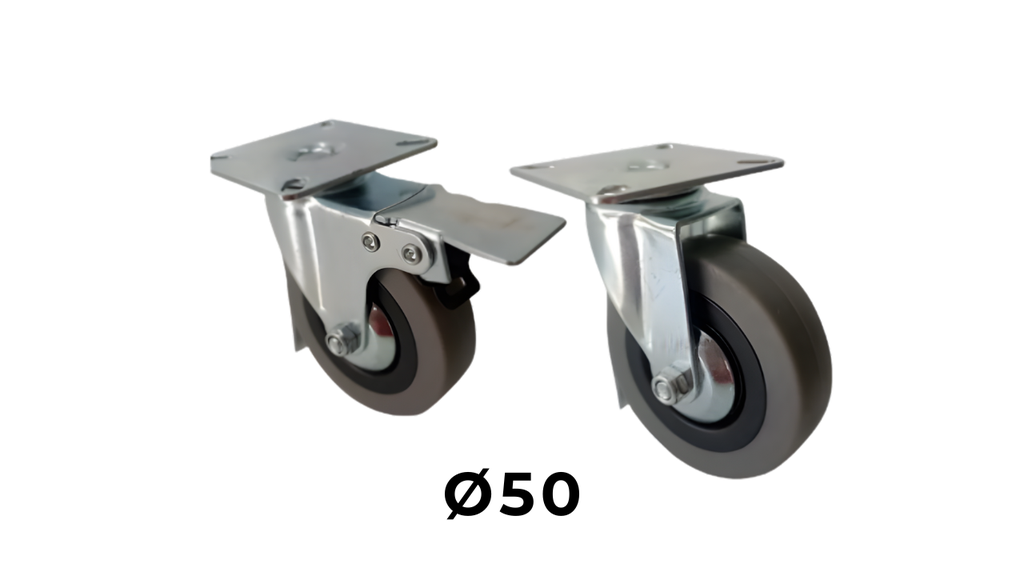 RUEDA GOMA GRIS Ø50 SIN FRENO